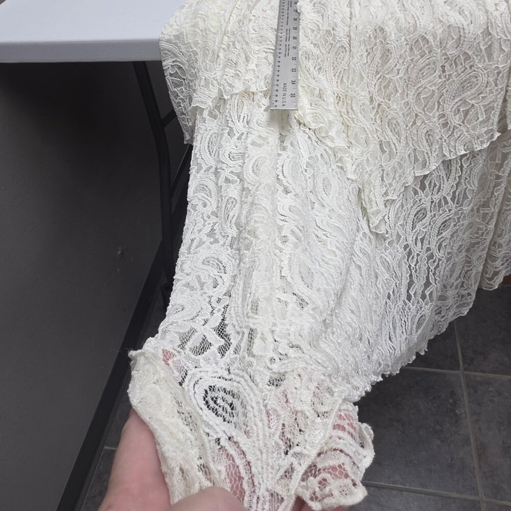 Ann N Eve Lace Dress Set Womens XL Ivory White Brown 3 Piece Boho Made U.S.A. - Picture 16 of 16